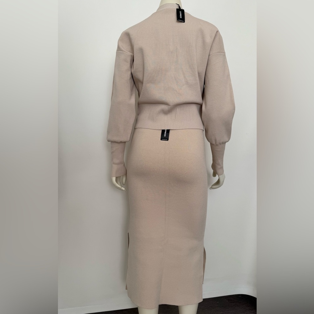 NWT $180 Express Cardigan Sweater / Skirt 2 Piece Coord Set - Beige/Tan XS (0-2) - Picture 3 of 6